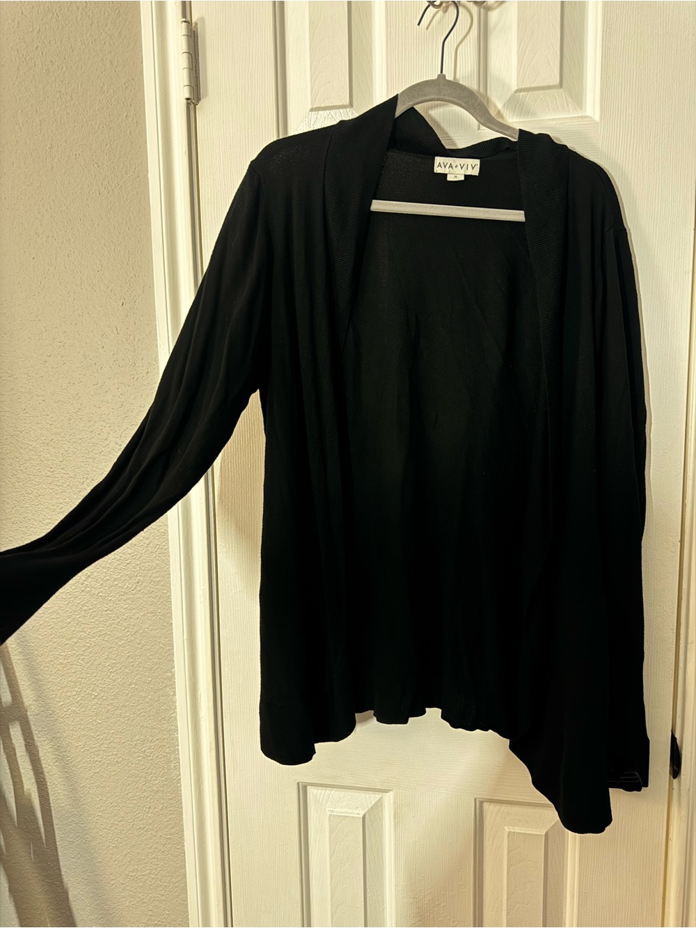 Ava & Viv Black Open-Front Knit plus size Cardigan 1X